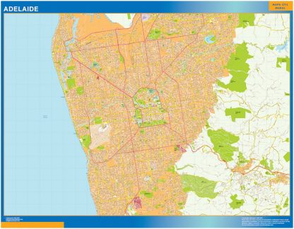 Mapa Adelaide Australia enmarcado plastificado