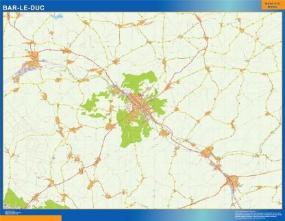 Mapa Bar Le Duc en Francia enmarcado plastificado