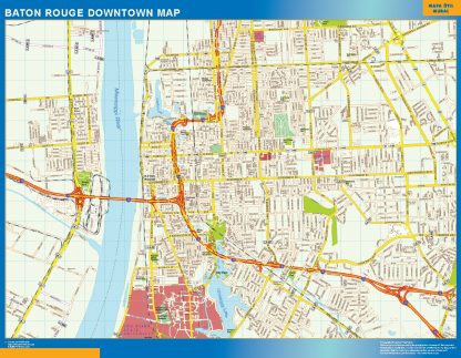 Mapa Baton Rouge downtown enmarcado plastificado