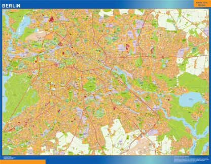 Mapa Berlin en Alemania enmarcado plastificado