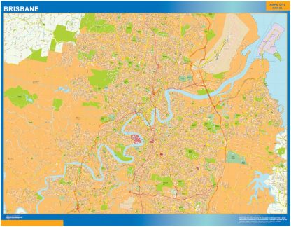 Mapa Brisbane Australia enmarcado plastificado