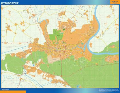 Mapa Bydgoszcz Polonia enmarcado plastificado