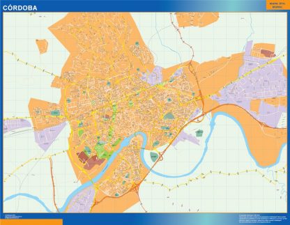 Mapa Cordoba callejero enmarcado plastificado