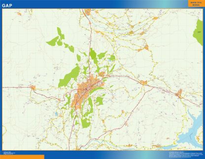 Mapa Gap en Francia enmarcado plastificado