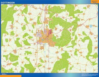 Mapa Gottingen en Alemania enmarcado plastificado