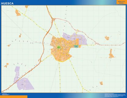 Mapa Huesca callejero enmarcado plastificado