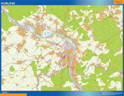 Mapa Koblenz en Alemania enmarcado plastificado