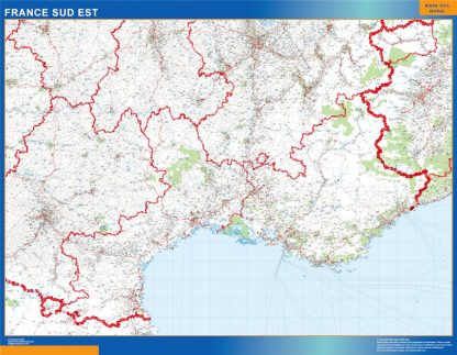 Mapa Languedoc Provence en Francia enmarcado plastificado