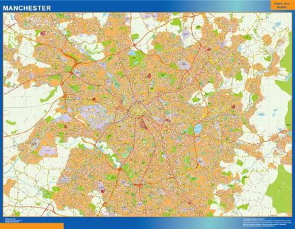 Mapa Manchester enmarcado plastificado