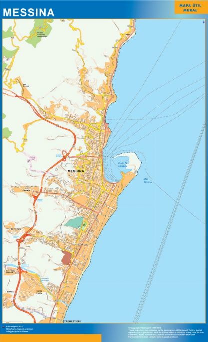 Mapa Messina enmarcado plastificado