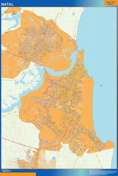 Mapa Natal Brasil enmarcado plastificado