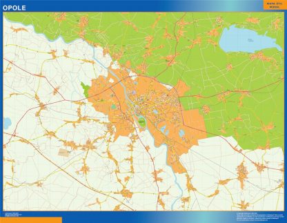 Mapa Opole Polonia enmarcado plastificado