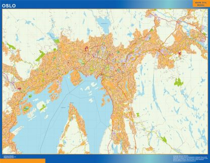 Mapa Oslo en Noruega enmarcado plastificado