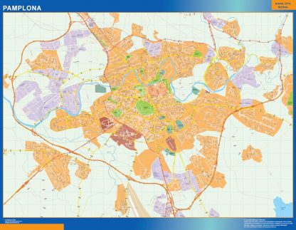 Mapa Pamplona callejero enmarcado plastificado