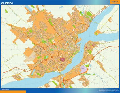 Mapa Quebec en Canada enmarcado plastificado