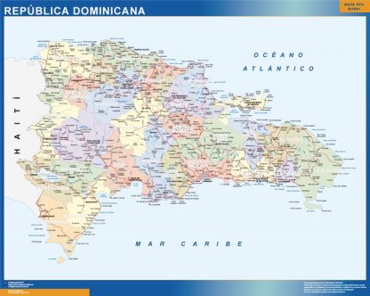 Mapa Republica Dominicana enmarcado plastificado