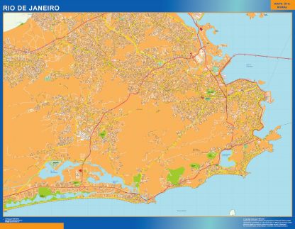 Mapa Rio de Janeiro Brasil enmarcado plastificado
