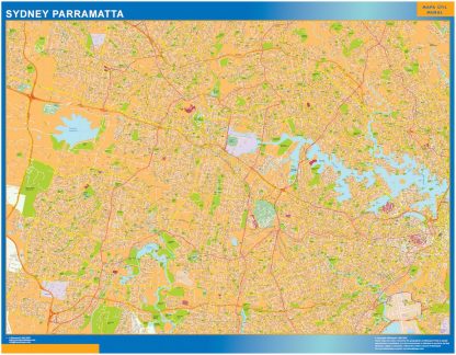 Mapa Sydney Parramatta Australia enmarcado plastificado