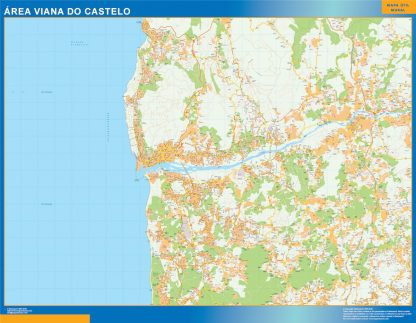 Mapa Viana Do Castelo área urbana enmarcado plastificado