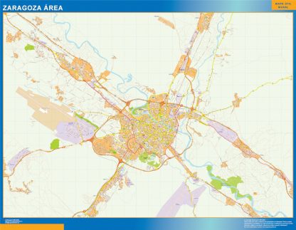 Mapa carreteras Zaragoza Area enmarcado plastificado