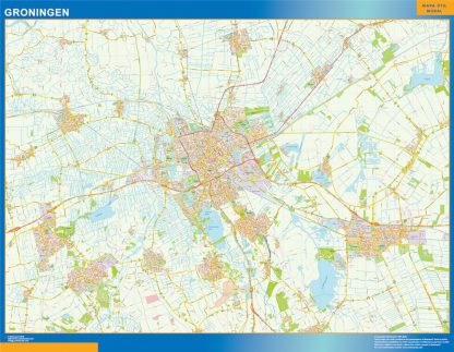 Mapa de Groningen enmarcado plastificado