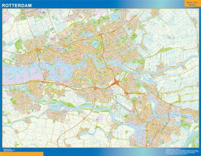 Mapa de Rotterdam enmarcado plastificado