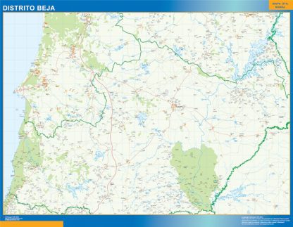 Mapa distrito Beja enmarcado plastificado