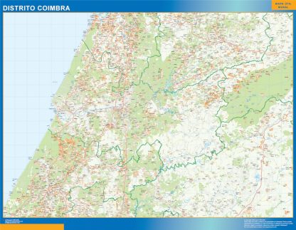 Mapa distrito Coimbra enmarcado plastificado