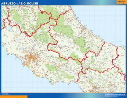 Mapa región Abruzzo Lazio Molise enmarcado plastificado