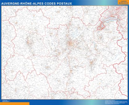 Mapa región Auvergne Rhone Alpes postal enmarcado plastificado