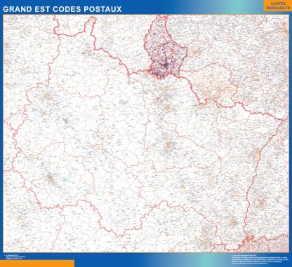 Mapa región Grand Est postal enmarcado plastificado