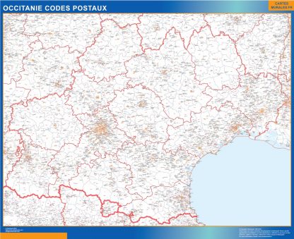 Mapa región OccitanIe postal enmarcado plastificado