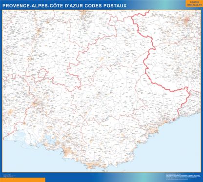 Mapa región Provence alpes cote azur postal enmarcado plastificado